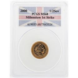 2000 1/2 Sovereign Millennium 1st Strike Gold Coin PCGS MS68