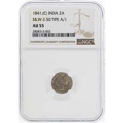 1841 C India Annas S&W 2.50 Type A/1 Coin NGC AU55