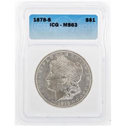 1878-S $1 Morgan Silver Dollar Coin ICG MS63
