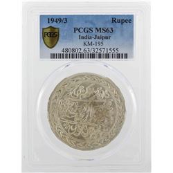 1949/3 India Rupee Jaipur Coin KM-195 PCGS MS63