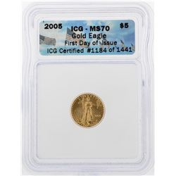 2005 $5 American Gold Eagle Coin ICG MS70