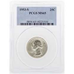 1953-S Washington Silver Quarter Coin PCGS MS65