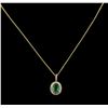 Image 2 : 14KT Yellow Gold 2.40ct Emerald Diamond Pendant With Chain