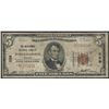 Image 1 : 1929 $5 National Bank Note of Indianapolis Indiana Charter #869