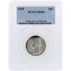 1938 Washington Quarter Coin PCGS MS64