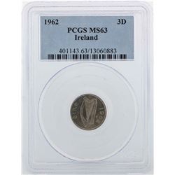 1962 Ireland 3d Pence Coin PCGS MS63