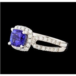 14KT White Gold 1.24ct Tanzanite and Diamond Ring