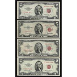 Lot of (4) 1953/A/B/C $2 Legal Tender Notes