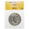 Image 1 : 1926 $1 Peace Silver Dollar Coin ANACS MS63