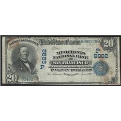 1902 $20 Merchants National Bank of San Francisco Bank Note