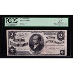 1891 $2 Silver Certificate Windom Note PCGS VF25 Apparent