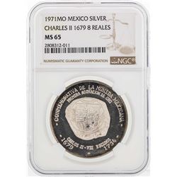 1971MO Mexico Charles II 1679 8 Reales Silver Coin NGC MS65