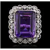 Image 2 : 14KT White Gold 11.15ct Amethyst and Diamond Ring