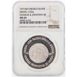 1971MO Mexico Silver Grove-1102a Charles & Johanna 4 Reales Silver Coin NGC MS64