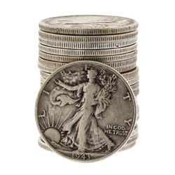 (20) Assorted 1916-1946 Circulated Silver Walking Liberty Half Dollar Coins