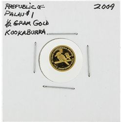 2009 $1 Republic of Palau Kookaburra 1/2 Gram Gold Coin