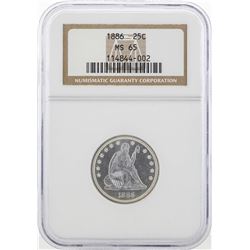 1886 Liberty Seated Quarter Dollar Coin NGC MS65
