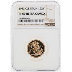 1983 Great Britain 1 Sovereign Gold Coin NGC PF69 Ultra Cameo