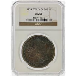 1878 7TF Reverse of 78 $1 Morgan Silver Dollar Coin NGC Graded MS63