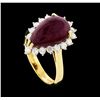 Image 4 : 14KT Yellow Gold 7.19ct Ruby and Diamond Ring