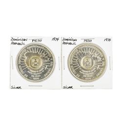 Set of (2) 1974 Dominican Republic Silver Coins