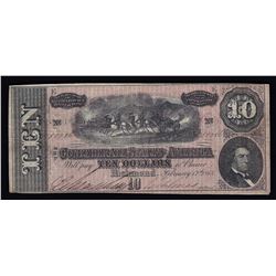 1864 $10 The Confederate States of America Note