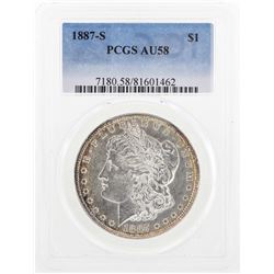 1887-S $1 Morgan Silver Dollar Coin PCGS AU58