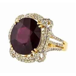 14KT Yellow Gold 13.90ct Ruby and Diamond Ring