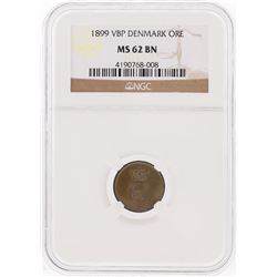 1899 VBP Denmark ORE Coin NGC Graded MS62 BN
