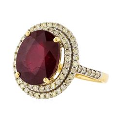 14KT Yellow Gold 7.89ct Ruby and Diamond Ring