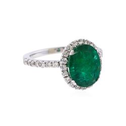 14KT White Gold 2.95ct Emerald and Diamond Ring
