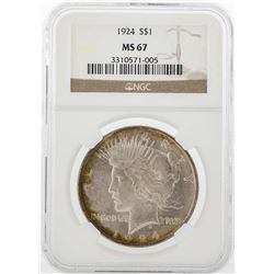 1924-S $1 Peace Silver Dollar Coin NGC MS67