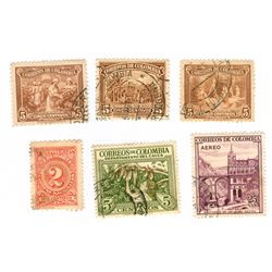 Columbia Postage Stamps Lot of 6