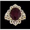 Image 2 : 14KT Yellow Gold 6.84ctw Ruby and Diamond Ring