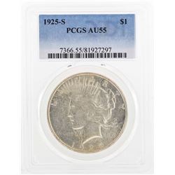 1925-S $1 Peace Silver Dollar Coin PCGS AU55