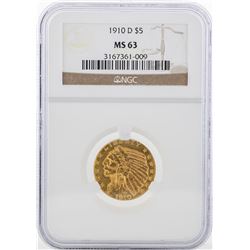 1909-D $5 Indian Head Half Eagle Gold Coin NGC MS63