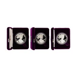 1986-1988 1oz American Silver Eagle Proof Coins with Box