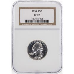 1954 Washington Silver Proof Quarter Coin NGC PF67