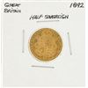 Image 1 : 1892 Great Britain Half Sovereign Gold Coin