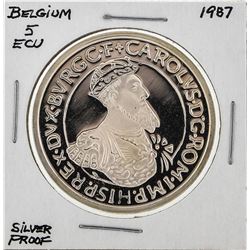 1987 Belgium 5 ECU Silver Proof Coin