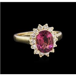 14KT Yellow Gold 1.95ct Pink Tourmaline and Diamond Ring