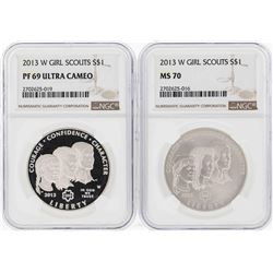 2013-W $1 Girl Scouts Commemorative Silver Coins NGC MS70 & PF69 Ultra Cameo