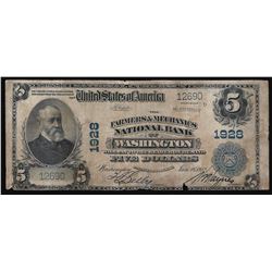 1902 $5 Farmers & Mechanics National Bank of Washington National Currency Note