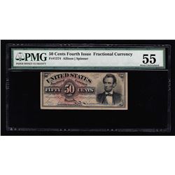 1863 Fifty Cents Fourth Issue Fractional Note PMG AU55