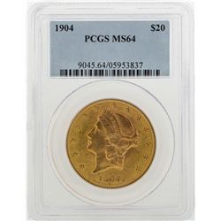 1904 $20 Liberty Head Double Eagle Gold Coin PCGS MS64