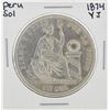 Image 1 : 1874 YJ Peru Un Sol Silver Crown Coin