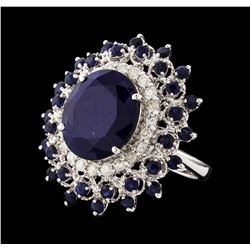 14KT White Gold 13.70ctw Sapphire and Diamond Ring