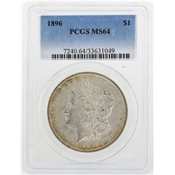 1896 $1 Morgan Silver Dollar Coin PCGS MS64
