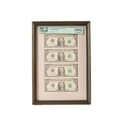 1981 $1 Sheet of (4) Federal Reserve Notes PCGS 67PPQ ERROR Mismatch Prefix