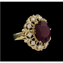 14KT Yellow Gold 12.00ct Ruby and Diamond Ring